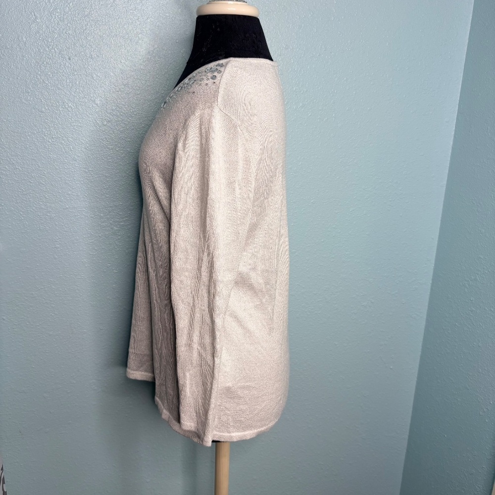 Ruby Rd White Silver Knit Blouse - image 2